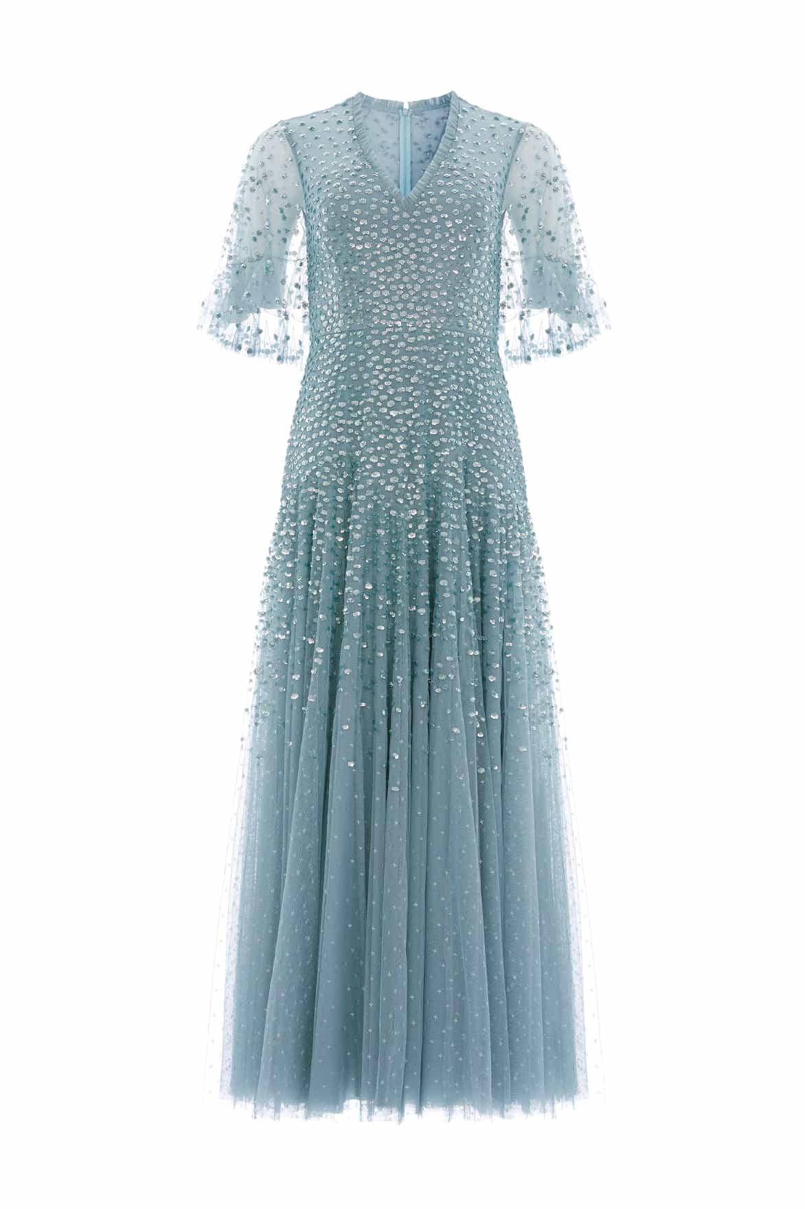 Dappled Sequin Cape Ankle Gown - Image 2
