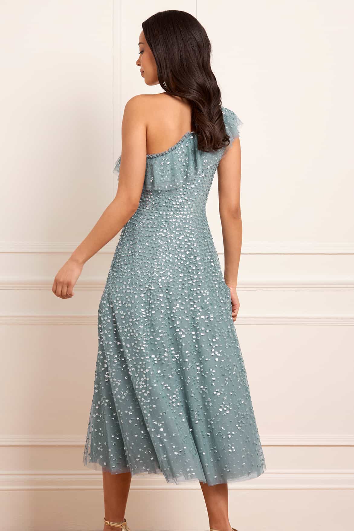 Dappled Sequin One-Shoulder Ballerina Dress - Image 5