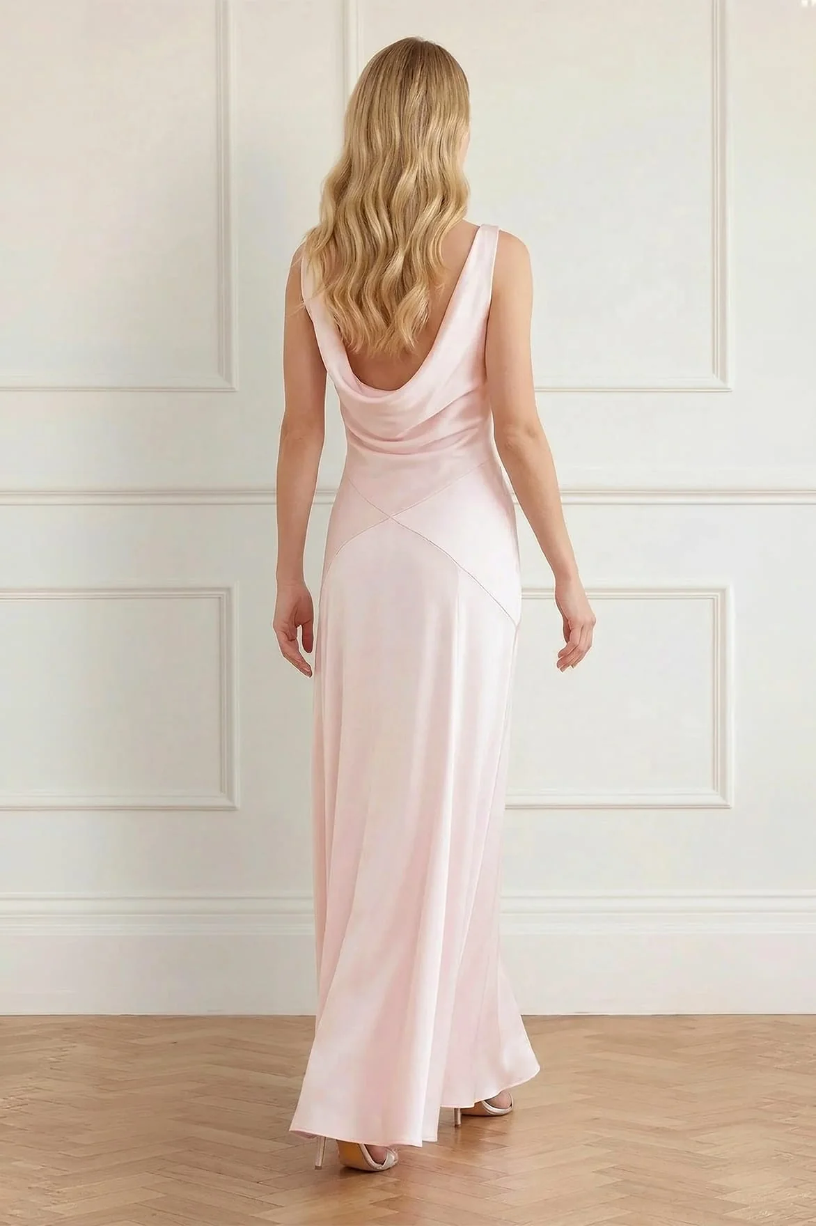 Evangeline Satin Cowl Neck Gown - Image 4