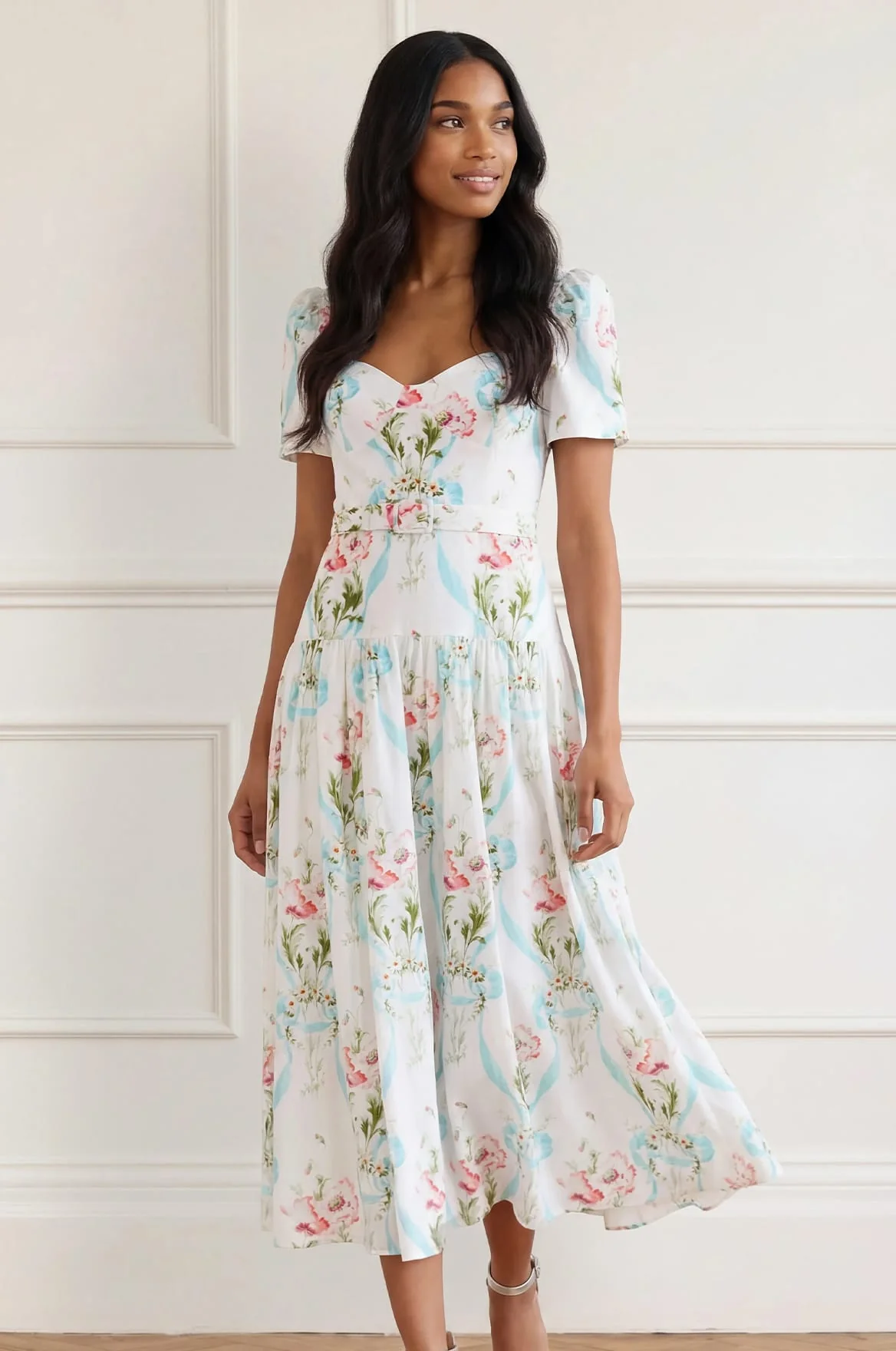 Floral Ribbon Cotton Ballerina Dress - Image 4