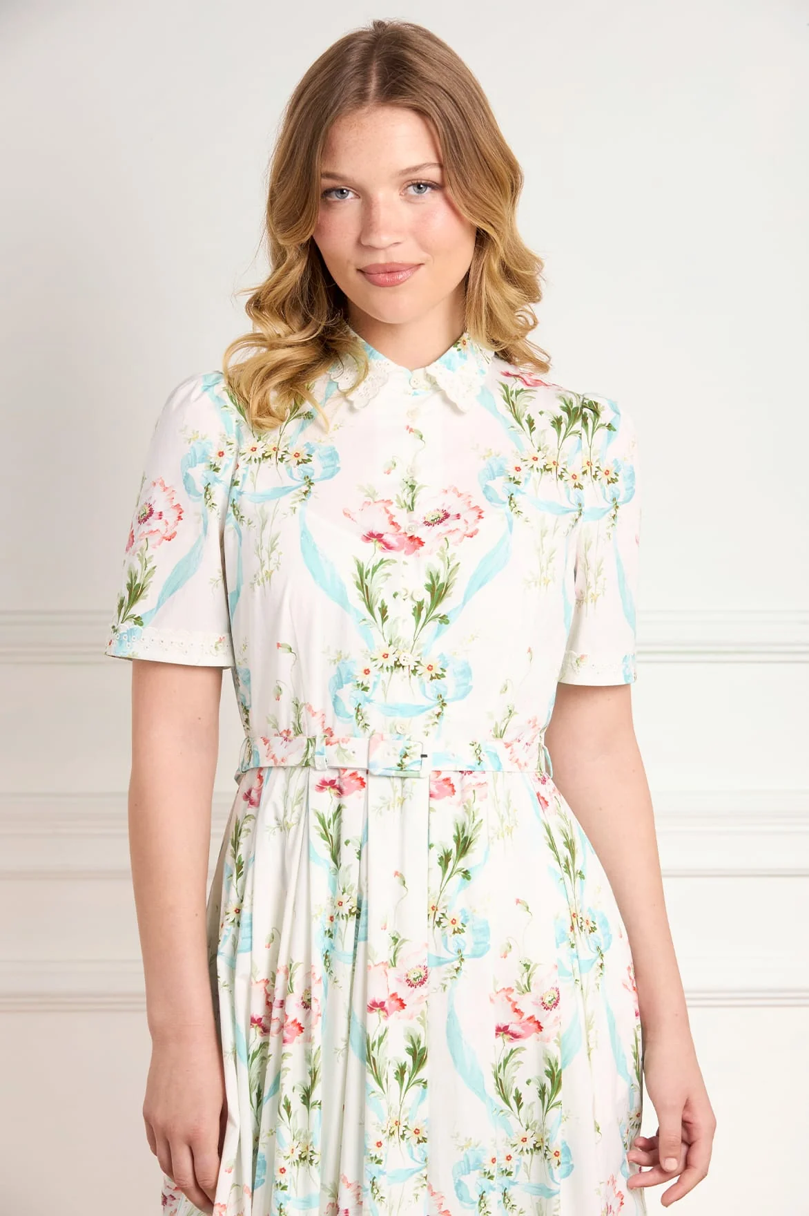 Floral Ribbon Cotton Short Sleeve Ballerina Dress - Image 4