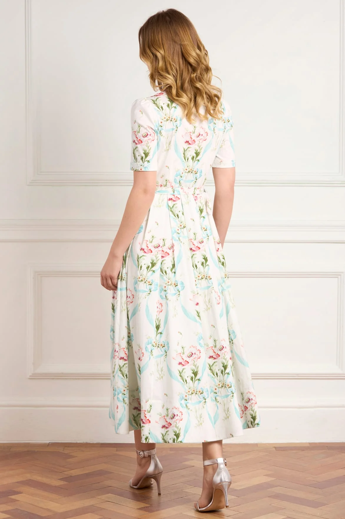 Floral Ribbon Cotton Short Sleeve Ballerina Dress - Image 5