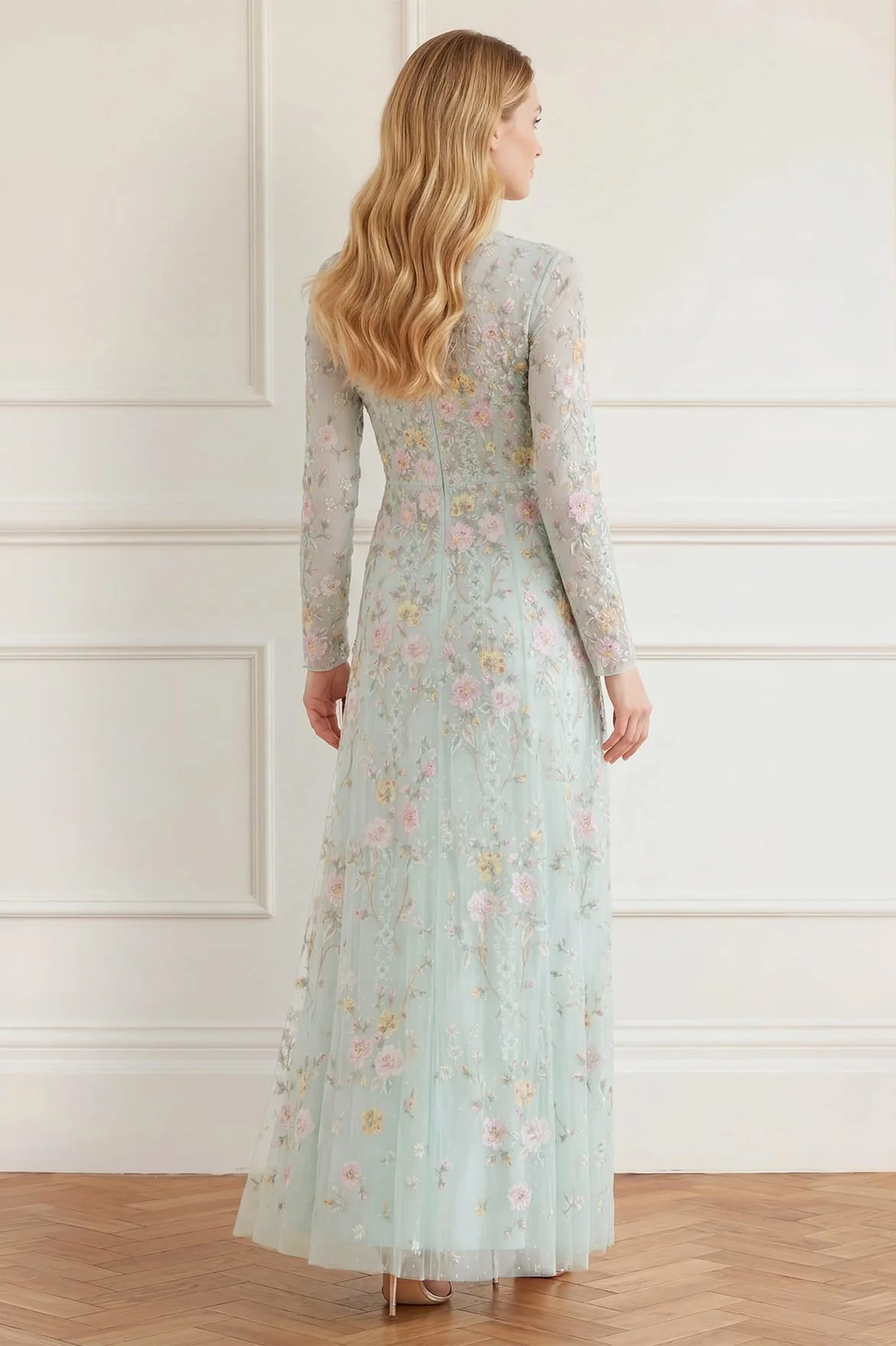 Garden Rose Long Sleeve Ankle Gown - Image 5