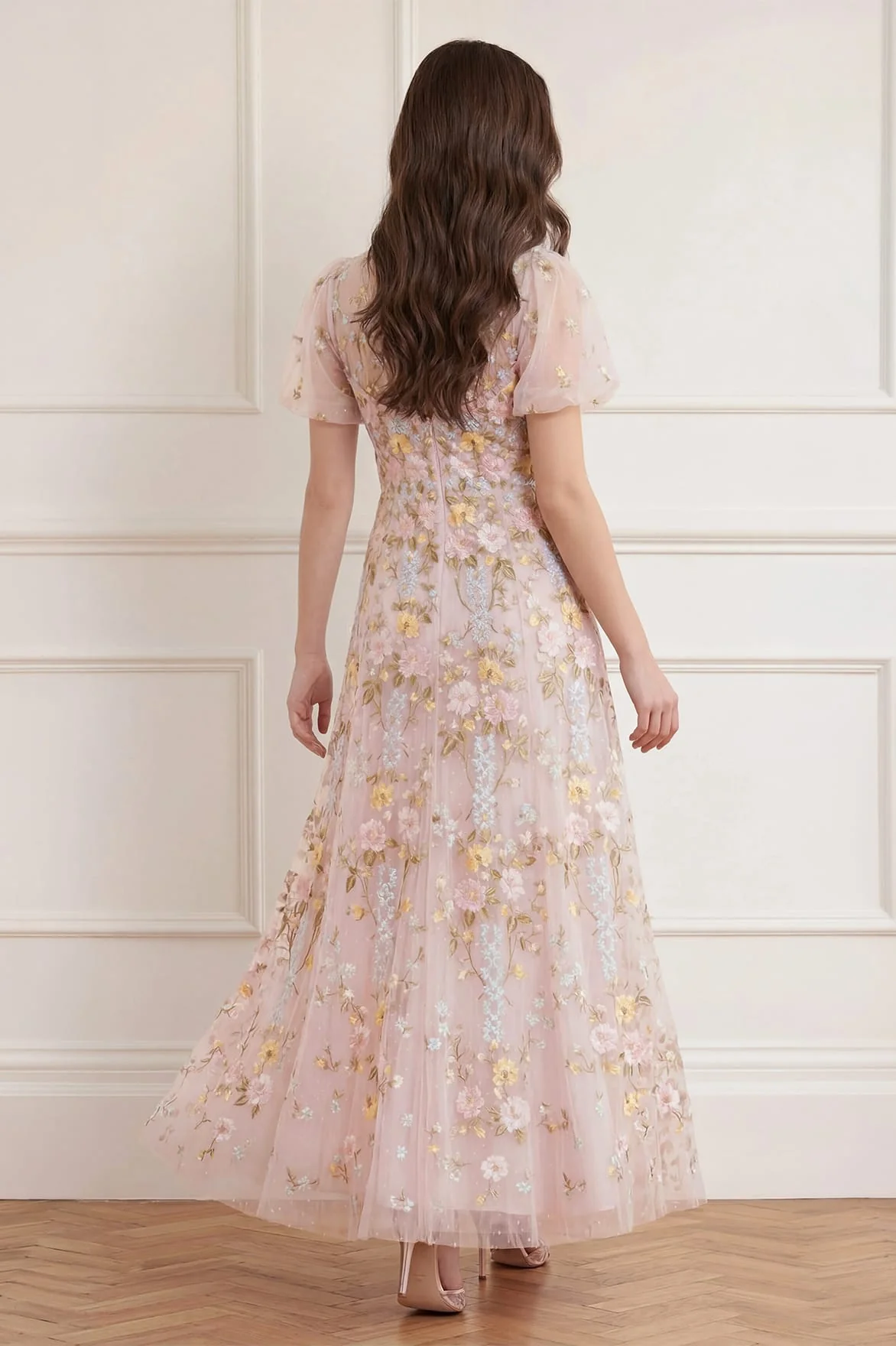 Garden Rose Short Sleeve Ankle Gown - Image 6