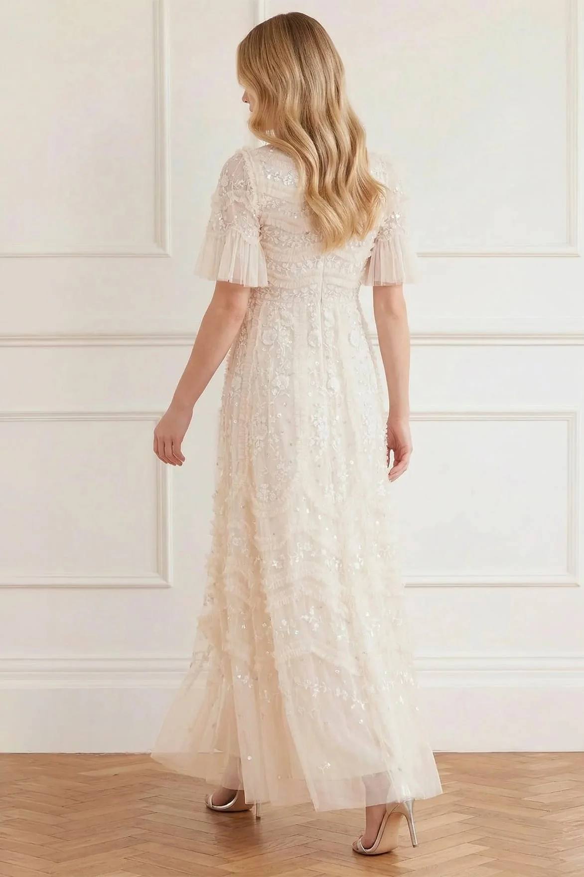 Gianna Ruffle Short Sleeve Ankle Gown - Image 5