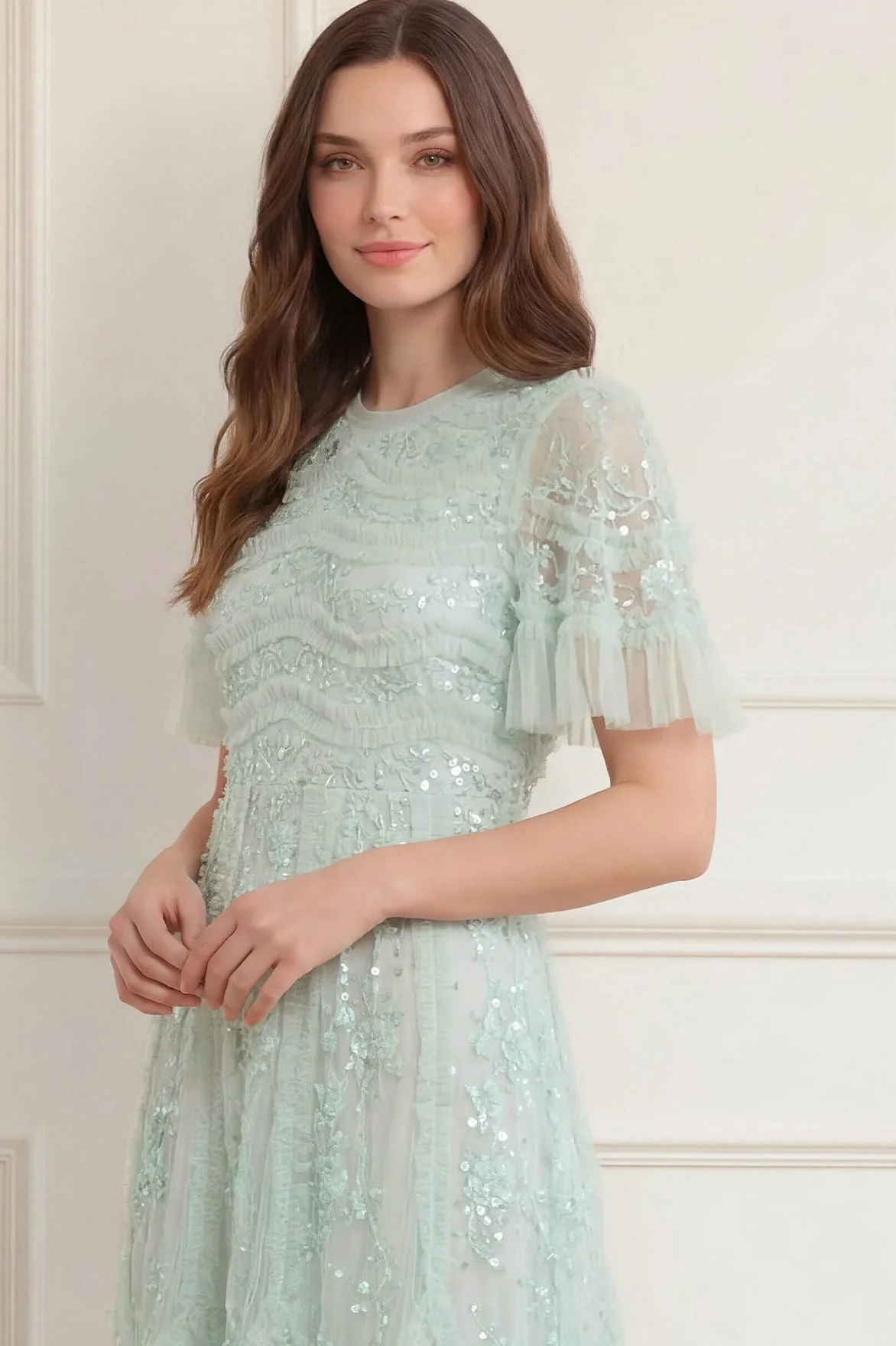 Gianna Ruffle Short Sleeve Ankle Gown - Image 3