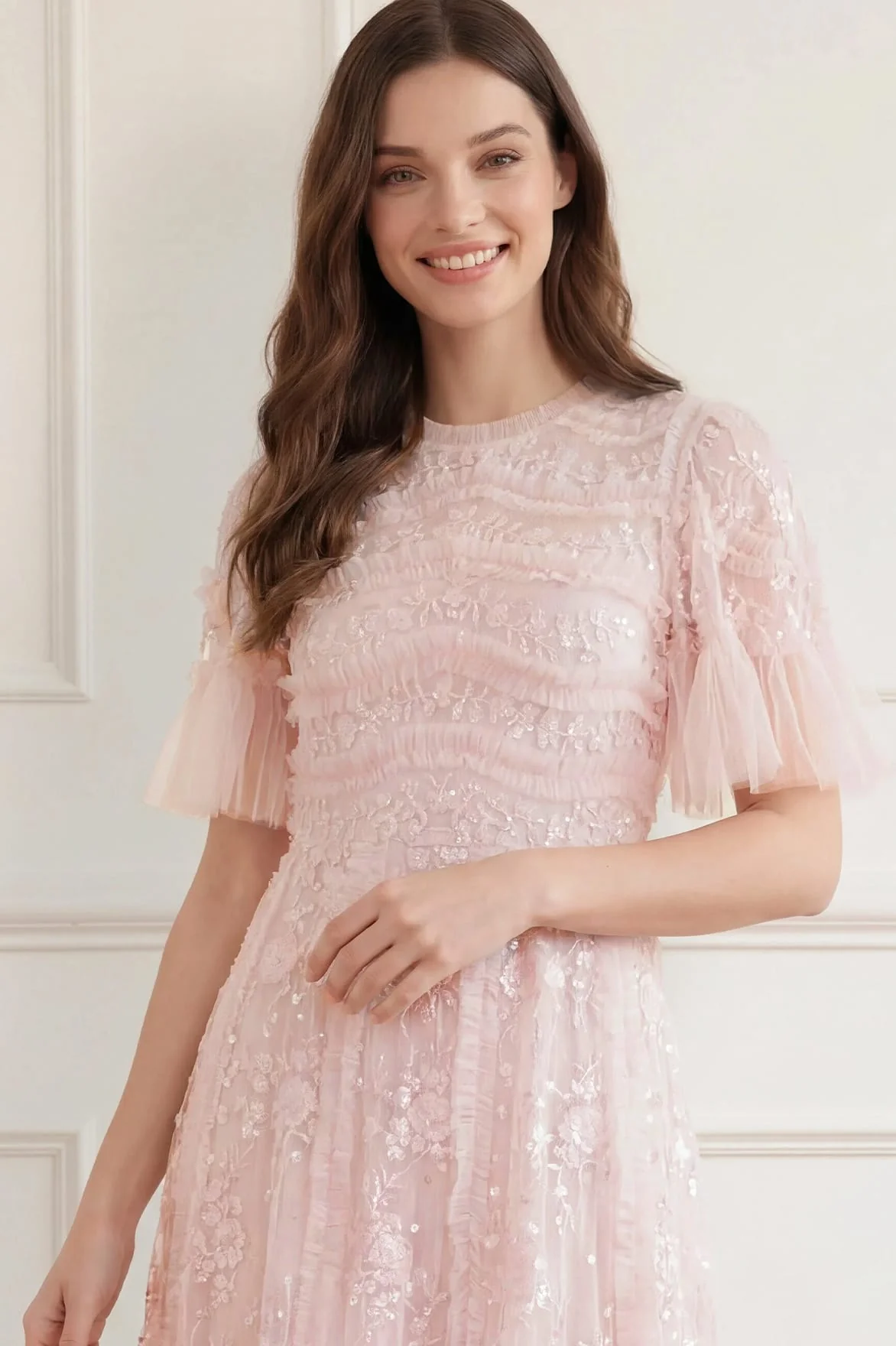 Gianna Ruffle Short Sleeve Ankle Gown - Image 3