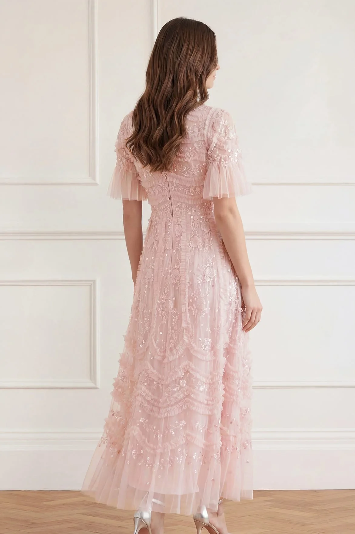 Gianna Ruffle Short Sleeve Ankle Gown - Image 5
