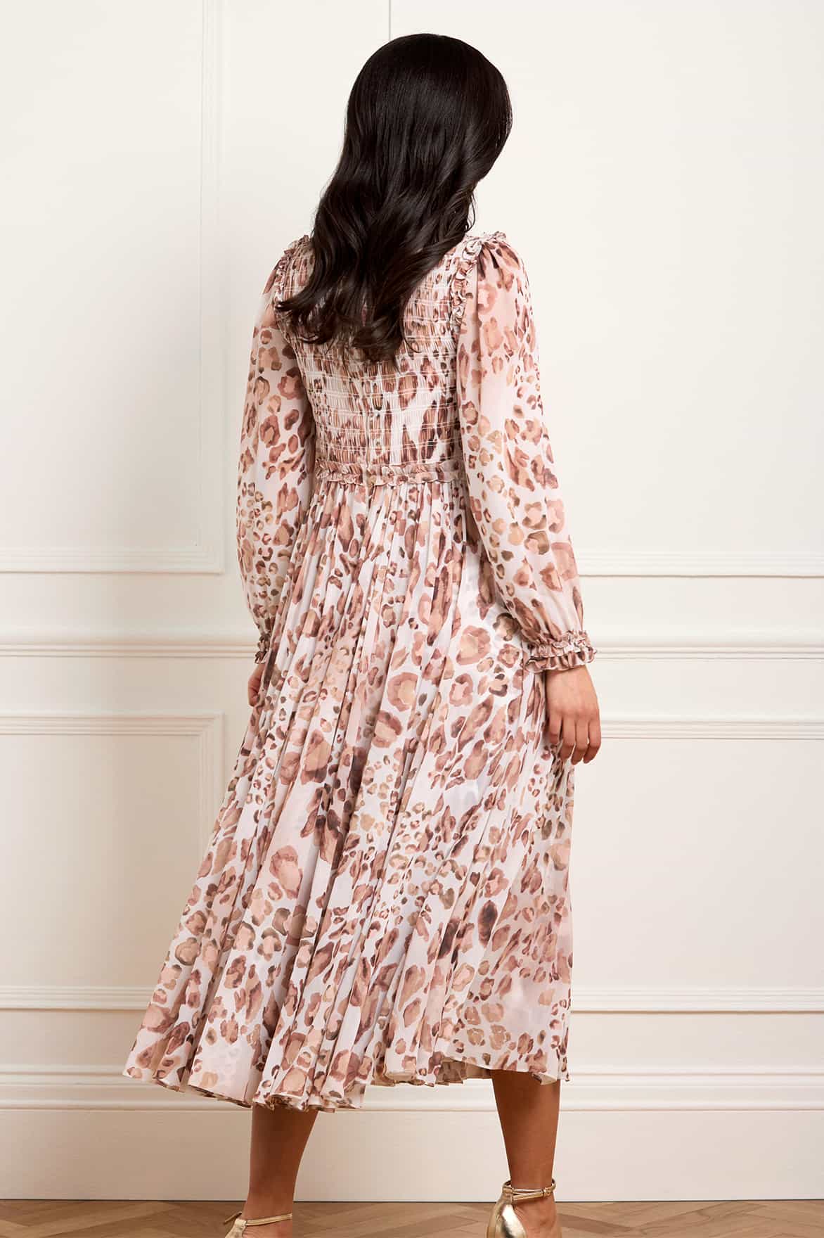 Leopard Chiffon Smocked Ballerina Dress - Image 5