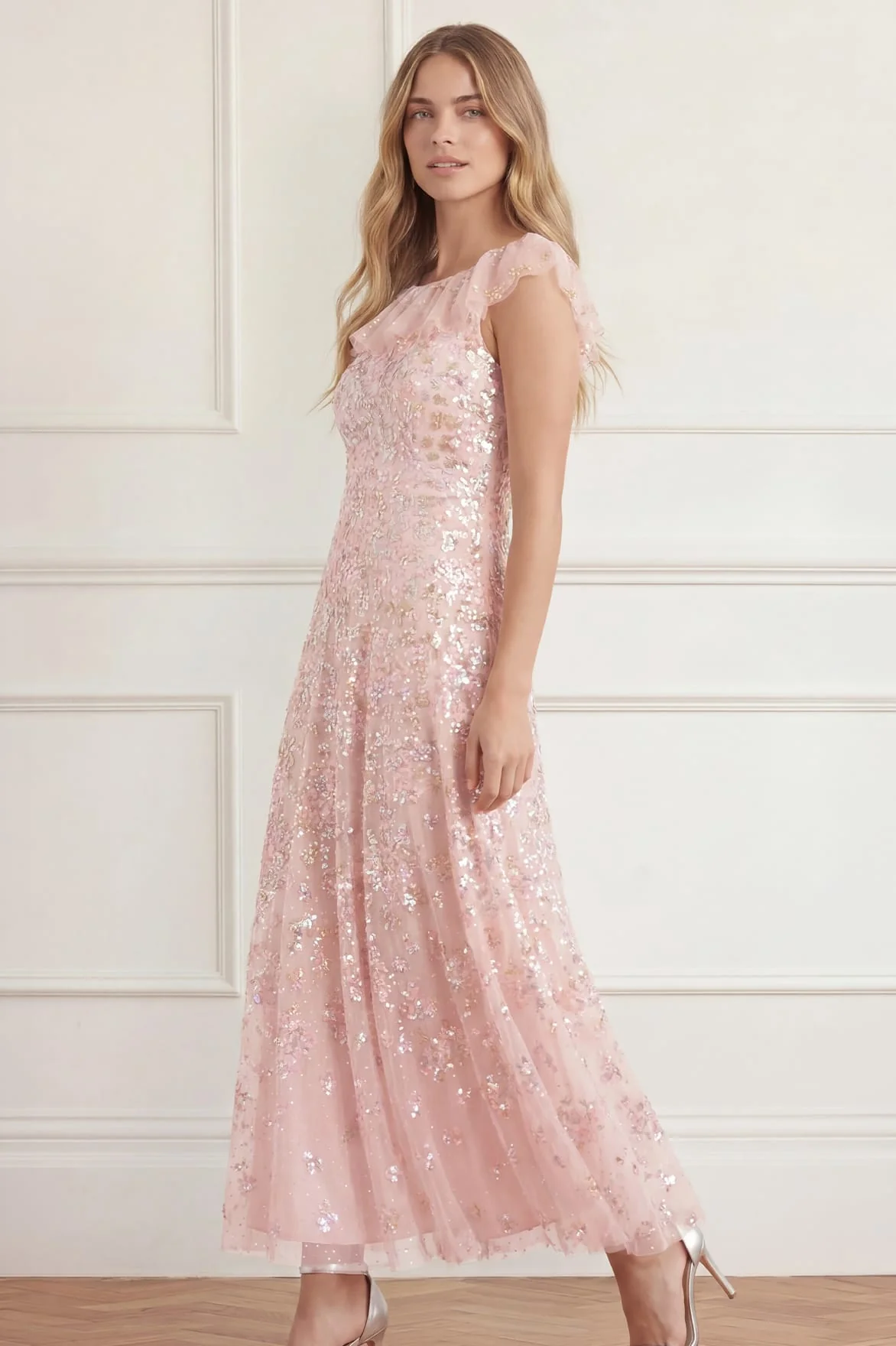 Peony Bouquet Sequin Ankle Gown - Image 6