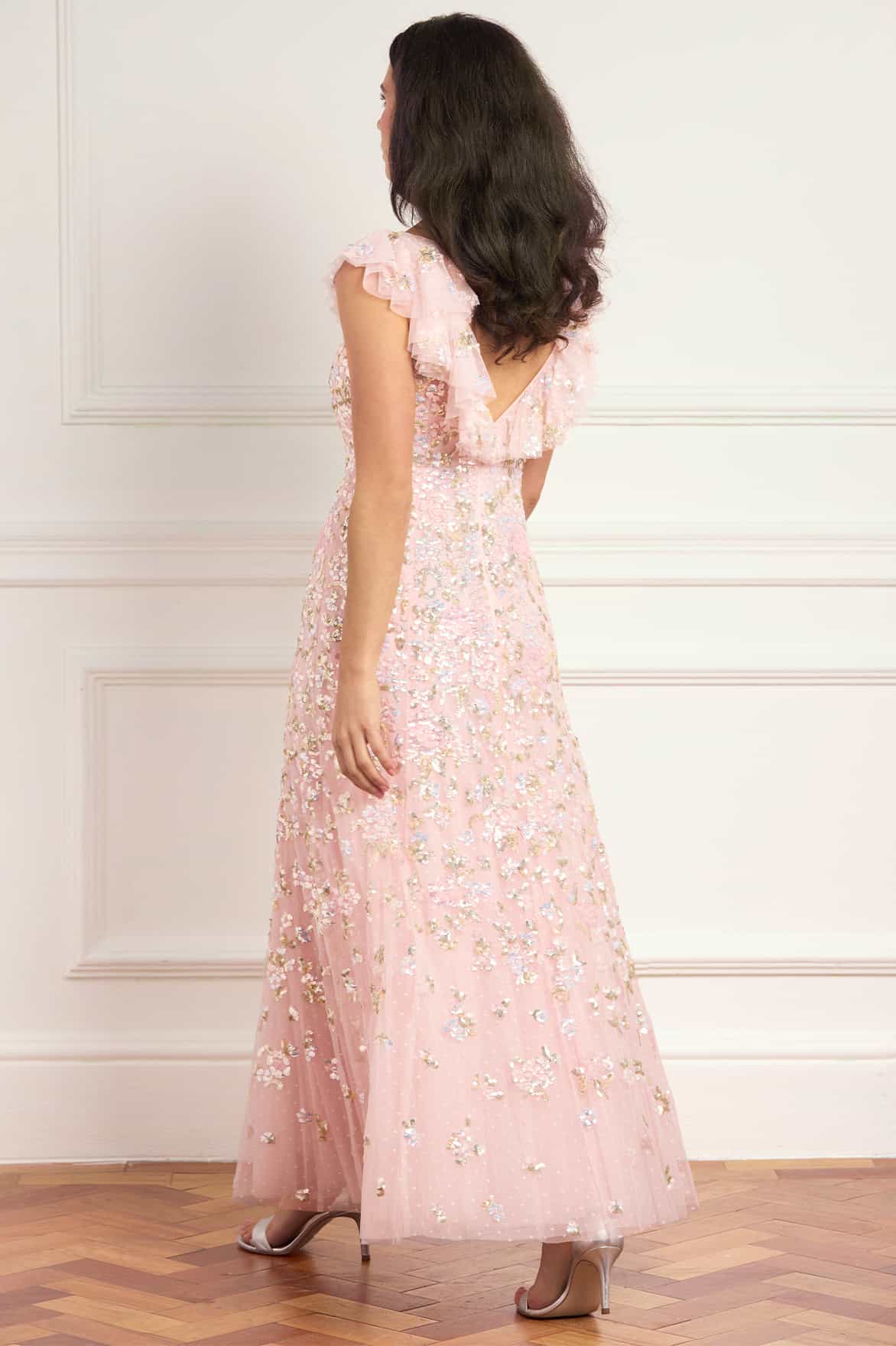 Peony Bouquet Sequin Ankle Gown - Image 7