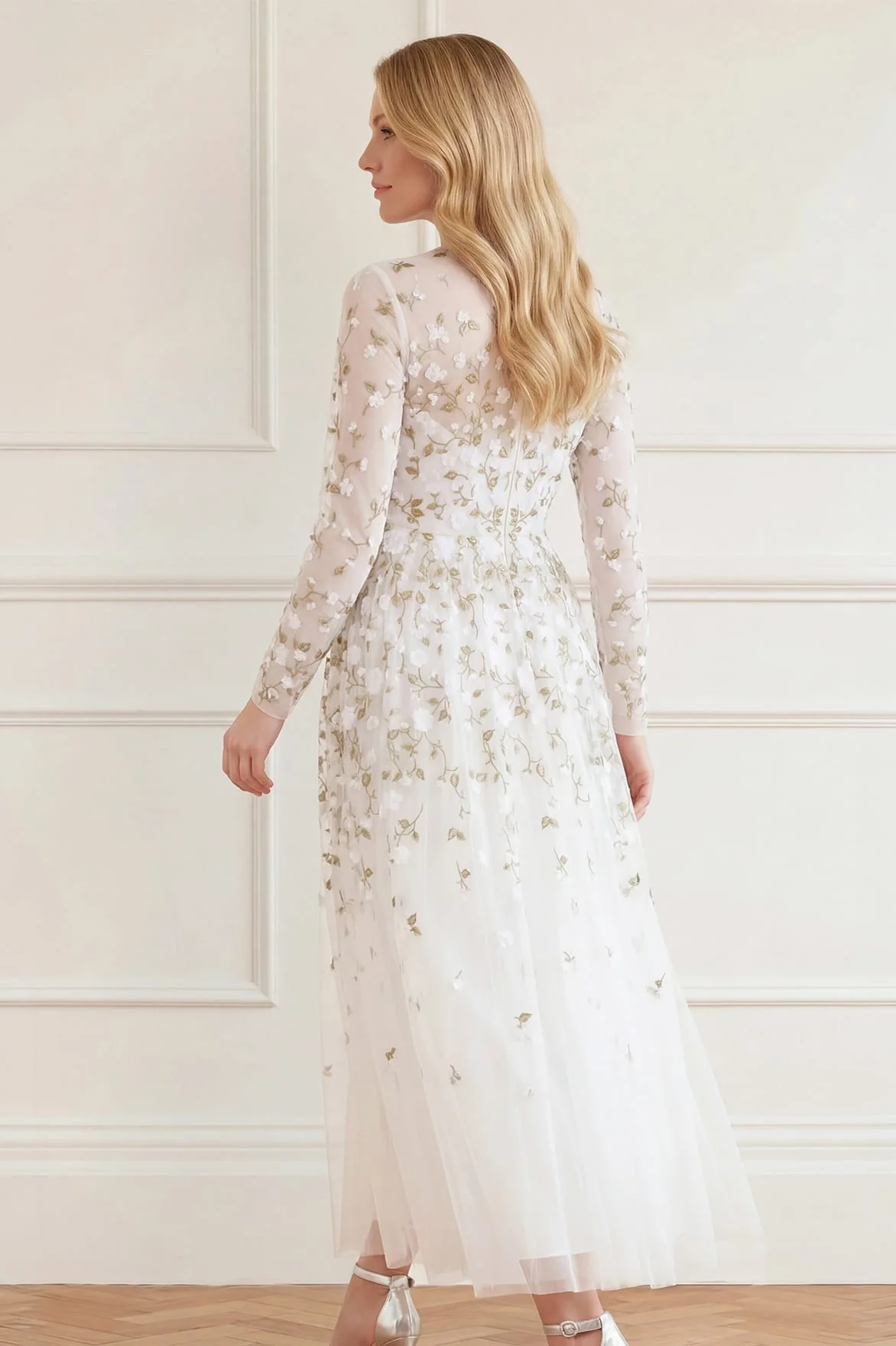 Trailing Roses Long Sleeve Ankle Gown - Image 6