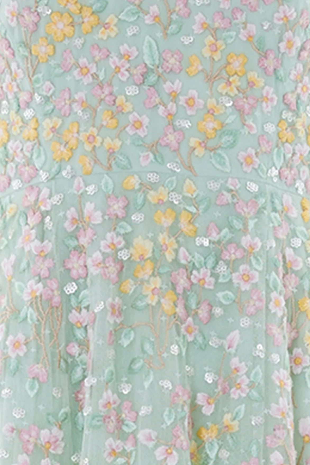 Versailles Ditsy V-Neck Cape Sleeve Ankle Gown - Image 4