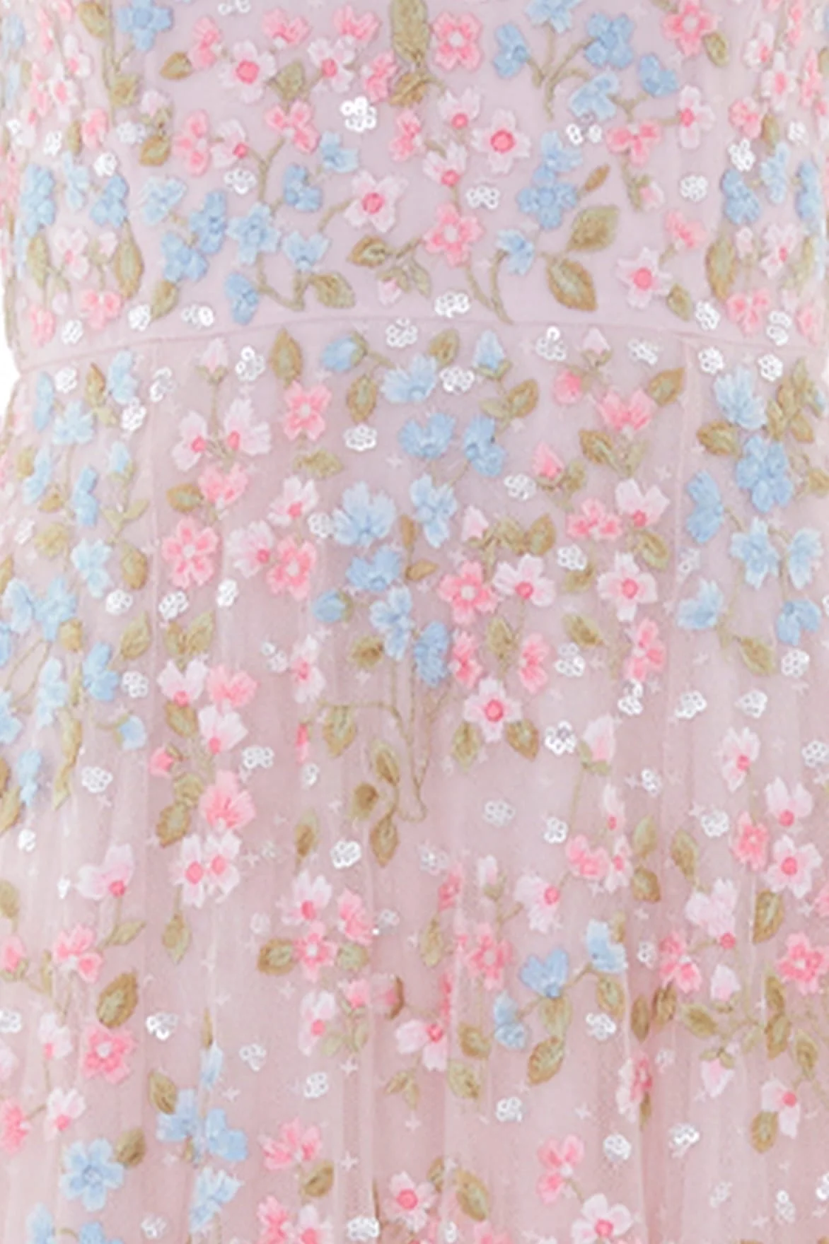 Versailles Ditsy V-Neck Cape Sleeve Ankle Gown - Image 5
