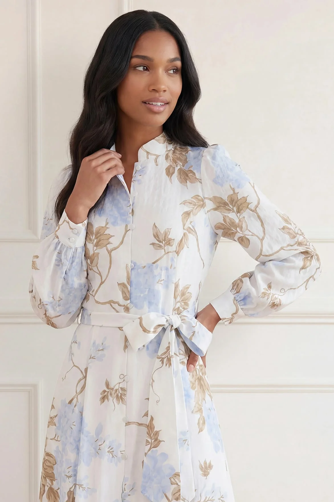 Wisteria Jacquard Long Sleeve Shirt Dress - Image 4
